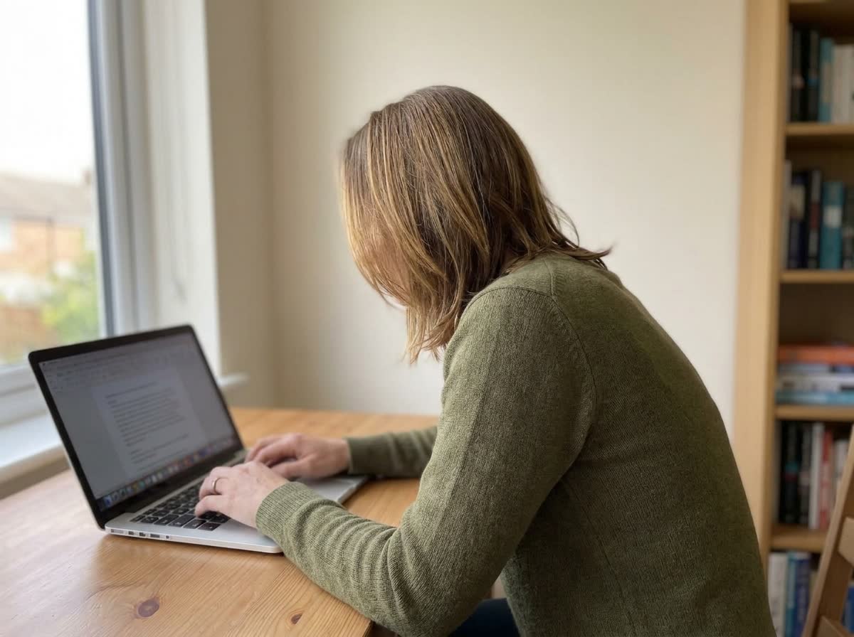 Stephanie at her desk, photo 2
