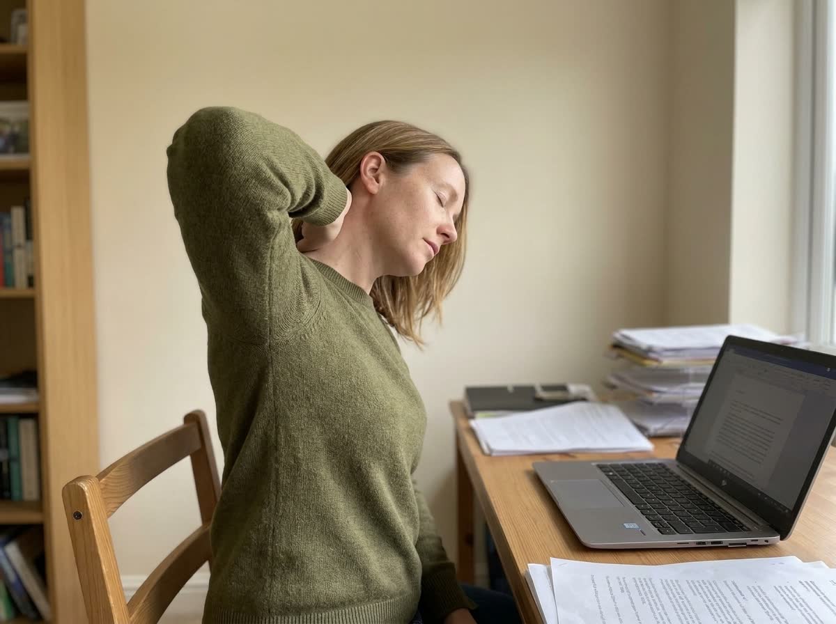 Stephanie at her desk, photo 4